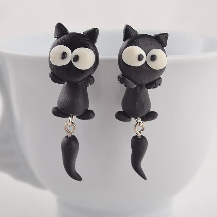 Acheter Boucles d'oreilles en forme de petit chat noir pour femmes et  filles, bijoux amusants, animaux mignons, cadeaux de fête, nouvelle  collection 2023